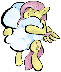 Size: 478x566 | Tagged: safe, artist:tempusfidgets, fluttershy, pegasus, pony, cloud, cloud hugging, hug, solo