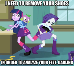 Size: 625x562 | Tagged: safe, derpibooru import, edit, edited screencap, screencap, rarity, spike, twilight sparkle, dog, equestria girls, equestria girls (movie), cropped, image macro, spike the dog