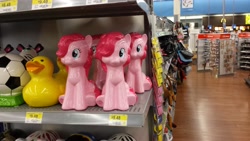 Size: 4128x2322 | Tagged: safe, pinkie pie, earth pony, pony, female, mare, merchandise, piggy bank, pink coat, pink mane, walmart