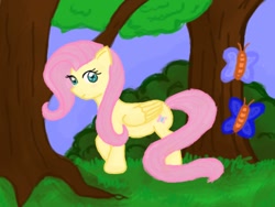 Size: 1024x768 | Tagged: safe, artist:azalais, fluttershy, pegasus, pony, female, mare, pink mane, solo, yellow coat