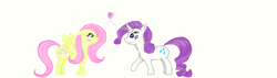 Size: 1326x378 | Tagged: safe, artist:azalais, fluttershy, rarity, pegasus, pony, unicorn, female, flarity, lesbian, shipping