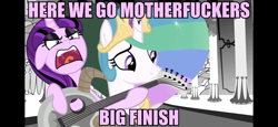 Size: 2436x1125 | Tagged: safe, princess celestia, starlight glimmer, alicorn, pony, guitar, image macro, meme, totally legit recap, vector, vulgar