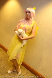 Size: 1365x2048 | Tagged: artist needed, safe, fluttershy, human, 2013, convention, cosplay, irl, irl human, ndk, photo, plushie, solo