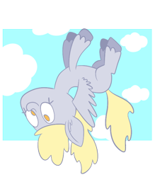 Size: 604x690 | Tagged: safe, artist:typhwosion, derpy hooves, pegasus, pony, cloud, female, flying, mare, simple background, solo, transparent background, unshorn fetlocks, upside down