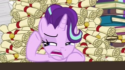 Size: 1920x1080 | Tagged: safe, screencap, starlight glimmer, pony, a matter of principals, buried, faic, scroll, solo