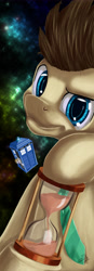 Size: 2480x7087 | Tagged: safe, artist:dsc-the-artist, derpy hooves, doctor whooves, pegasus, pony, absurd resolution, doctor who, female, hourglass, male, mare, stallion, tardis