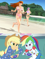 Size: 841x1110 | Tagged: safe, derpibooru import, applejack, rainbow dash, equestria girls, rainbow rocks, applejack and rainbow dash playing, dead or alive, exploitable meme, meme, video game