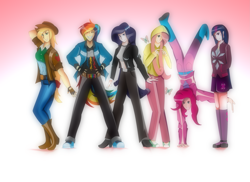 Size: 3507x2550 | Tagged: safe, artist:ihamza995, derpibooru import, applejack, fluttershy, pinkie pie, rainbow dash, rarity, twilight sparkle, human, clothes, converse, humanized, mane six, shoes