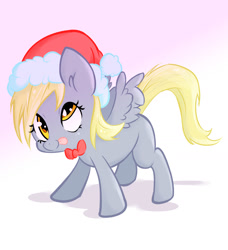 Size: 1554x1704 | Tagged: source needed, safe, artist:ogebo-go, derpy hooves, cute, derpabetes, filly, happy, hat, merry christmas, santa hat, solo, tongue out, weapons-grade cute