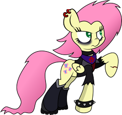 Size: 1710x1616 | Tagged: safe, artist:xylophon, fluttershy, pegasus, pony, anarchist, bracelet, clothes, punk, simple background, solo, spiked wristband, transparent background, vector