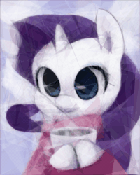 Size: 600x750 | Tagged: safe, artist:steffy-beff, edit, rarity, pony, unicorn, animated, clothes, hot chocolate, marshmallow, solo, sweater, vector