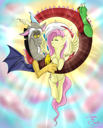 Size: 3000x3700 | Tagged: safe, artist:sparkadoptions, discord, fluttershy, pegasus, pony, discoshy, female, male, shipping, straight