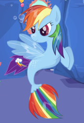 Size: 277x406 | Tagged: safe, artist:user15432, derpibooru import, rainbow dash, pegasus, pony, sea pony, seapony (g4), my little pony: the movie, spoiler:my little pony the movie, enjoy dressup, fin wings, fins, fish tail, seaponified, seapony rainbow dash, species swap