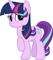 Size: 5058x5750 | Tagged: safe, artist:jhayarr23, starlight glimmer, pony, unicorn, a matter of principals, absurd resolution, female, mane, mare, not twilight sparkle, raised hoof, simple background, solo, transparent background, twilight wig, vector, wig