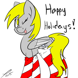 Size: 5000x5000 | Tagged: safe, artist:platenjack, derpy hooves, pegasus, pony, absurd resolution, clothes, female, mare, simple background, socks, solo, straight, striped socks, tongue out, wink