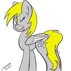 Size: 5000x5000 | Tagged: safe, artist:platenjack, derpy hooves, pegasus, pony, absurd resolution, female, mare, simple background, solo, straight, tongue out, wink