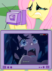 Size: 564x770 | Tagged: safe, fluttershy, pegasus, pony, crying, exploitable meme, kill la kill, meme, obligatory pony, ryuko matoi, senketsu, tv meme