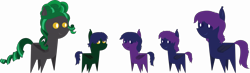 Size: 21703x6373 | Tagged: safe, artist:cosmiceclipsed, oc, oc:alfie, oc:charlotte, oc:phobia remedy, oc:rosetta stone, oc:tabby, bat pony, pony, fanfic:pandemic, fanfic:riverview, absurd resolution, bat pony oc, foal, pointy ponies