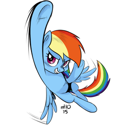 Size: 1200x1200 | Tagged: safe, artist:empty-10, derpibooru import, rainbow dash, pegasus, pony, action pose, female, flying, mare, simple background, solo, white background