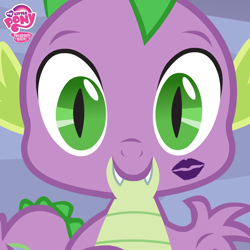 Size: 800x800 | Tagged: safe, spike, dragon, female, implied rarity, kiss mark, male, shipping, sparity, straight