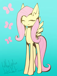 Size: 900x1200 | Tagged: safe, artist:kathyatipton, fluttershy, pegasus, pony, female, mare, pink mane, solo, yellow coat