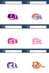 Size: 1600x2400 | Tagged: safe, artist:pekou, derpibooru import, applejack, fluttershy, pinkie pie, rainbow dash, rarity, twilight sparkle, earth pony, pegasus, pony, unicorn, ask my little chubbies, ..., :3, :<, angry, ask, bangs, blushing, chubbie, covering eyes, cute, derp, dripping, frown, funny, hair over eyes, happy, hidden eyes, hilarious in hindsight, mane six, pinkamena diane pie, sad, silly, smiling, spread wings, text, tumblr, wet, wet mane, wet mane rarity, worried