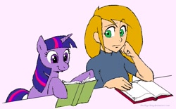 Size: 935x581 | Tagged: safe, artist:the-kigo-king, derpibooru import, twilight sparkle, human, crossover, kim possible, reading