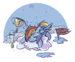 Size: 1212x1012 | Tagged: safe, artist:amy-gamy, derpibooru import, rainbow dash, pegasus, pony, 20% cooler, cute, dashabetes, female, mare, sleeping, solo, trophy