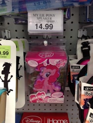 Size: 2448x3264 | Tagged: safe, pinkie pie, earth pony, pony, merchandise, phineas and ferb, portable speaker, speaker, toys r us