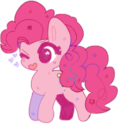 Size: 466x490 | Tagged: safe, artist:rarlty, pinkie pie, earth pony, pony, chibi, cute, diapinkes, female, heart, mare, one eye closed, simple background, solo, starry eyes, transparent background, wingding eyes, wink