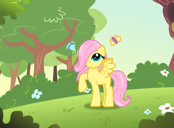 Size: 900x662 | Tagged: safe, artist:eternalash, fluttershy, butterfly, pegasus, pony, female, mare, solo