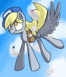 Size: 3040x3528 | Tagged: safe, artist:queenoftheshrimp15, derpy hooves, pegasus, pony, female, flying, mail, mare, solo