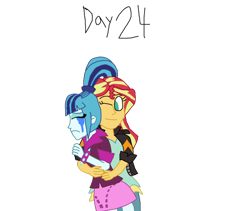 Size: 972x822 | Tagged: safe, artist:bigpurplemuppet99, sonata dusk, sunset shimmer, equestria girls, crying, female, hug, lesbian, shipping, sunata