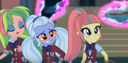 Size: 632x313 | Tagged: safe, screencap, lemon zest, sour sweet, sugarcoat, equestria girls, friendship games, clothes, crystal prep academy uniform, school uniform