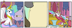 Size: 800x315 | Tagged: safe, princess celestia, alicorn, pony, exploitable, image macro, meme, throne room