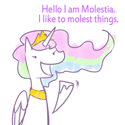 Size: 500x500 | Tagged: safe, artist:bronyoverlord, princess celestia, alicorn, pony, female, horn, mare, princess molestia, solo