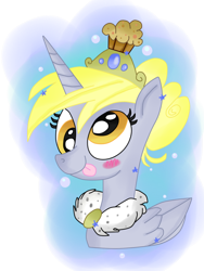 Size: 600x800 | Tagged: safe, artist:andypriceart, artist:krazykari, derpy hooves, alicorn, pony, derpicorn, princess derpy, race swap, solo