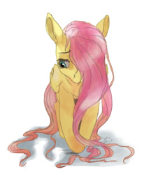 Size: 503x610 | Tagged: safe, artist:lowkeydowkey, fluttershy, pegasus, pony, female, mare, pink mane, solo, yellow coat