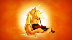 Size: 1920x1080 | Tagged: safe, artist:nolycs, artist:romus91, applejack, earth pony, pony, solo, vector, violin, wallpaper