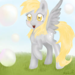 Size: 2338x2338 | Tagged: safe, artist:mscgwb, derpy hooves, pegasus, pony, bubble, female, mare, solo