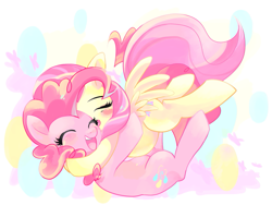 Size: 941x706 | Tagged: safe, artist:mariponihoney, fluttershy, pinkie pie, earth pony, pegasus, pony, female, flutterpie, glomp, hug, lesbian, shipping