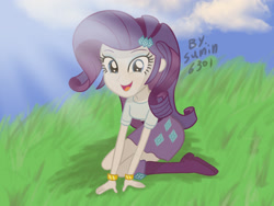 Size: 2000x1500 | Tagged: safe, artist:sumin6301, rarity, equestria girls, clothes, female, purple hair, solo, white skin