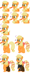 Size: 1920x4592 | Tagged: safe, applejack, earth pony, pony, /mlp/, alternate hairstyle, applejack also dresses in style, blush sticker, blushing, clothes, collar, ear piercing, earring, fishnet stockings, jacket, leather jacket, lipstick, makeover, makeup, piercing, tail bow