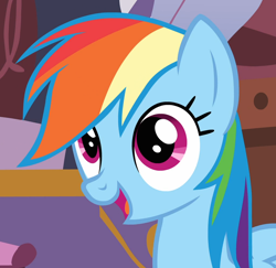 Size: 1028x1000 | Tagged: safe, derpibooru import, screencap, rainbow dash, pegasus, pony, ponyville confidential, cropped, cute, solo