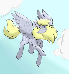 Size: 932x1004 | Tagged: safe, artist:scarletskitty12, derpy hooves, pegasus, pony, eyes closed, female, flying, happy, mare, smiling, solo