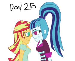 Size: 985x811 | Tagged: safe, artist:bigpurplemuppet99, sonata dusk, sunset shimmer, equestria girls, 30 day otp challenge, female, lesbian, shipping, sunata