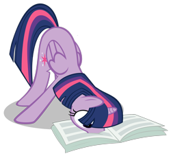 Size: 1626x1476 | Tagged: safe, artist:mlp-scribbles, derpibooru import, twilight sparkle, twilight sparkle (alicorn), alicorn, pony, boop, face down ass up, facebooking, female, literal, mare, newspaper, reading, silly, silly pony, simple background, solo, transparent background, vector, wide eyes