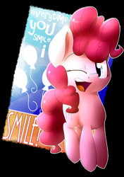 Size: 1200x1700 | Tagged: safe, artist:shinodage, pinkie pie, earth pony, pony, smiling, solo, wink