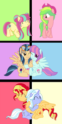 Size: 3000x6000 | Tagged: safe, artist:luckyclau, indigo zap, lemon zest, sour sweet, sugarcoat, sunny flare, sunset shimmer, alicorn, earth pony, pegasus, pony, unicorn, alicornified, equestria girls ponified, female, mare, ponified, race swap, shadow five, shimmercorn