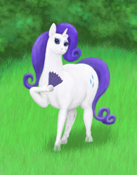 Size: 633x812 | Tagged: safe, artist:soobel, rarity, pony, unicorn, fan, hoers, solo